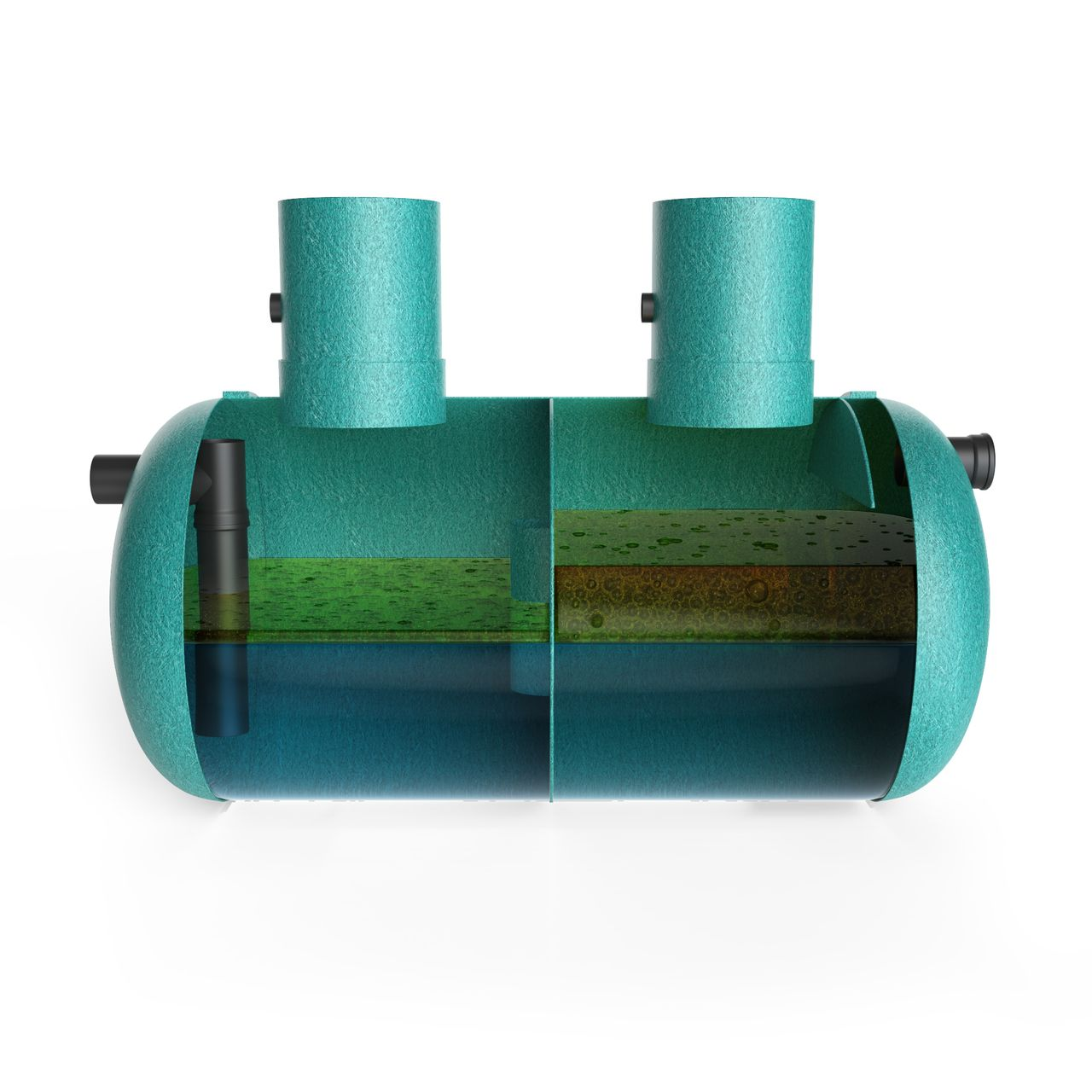 Industrial Grease Trap Open with Graphic of Grease and Water Separation