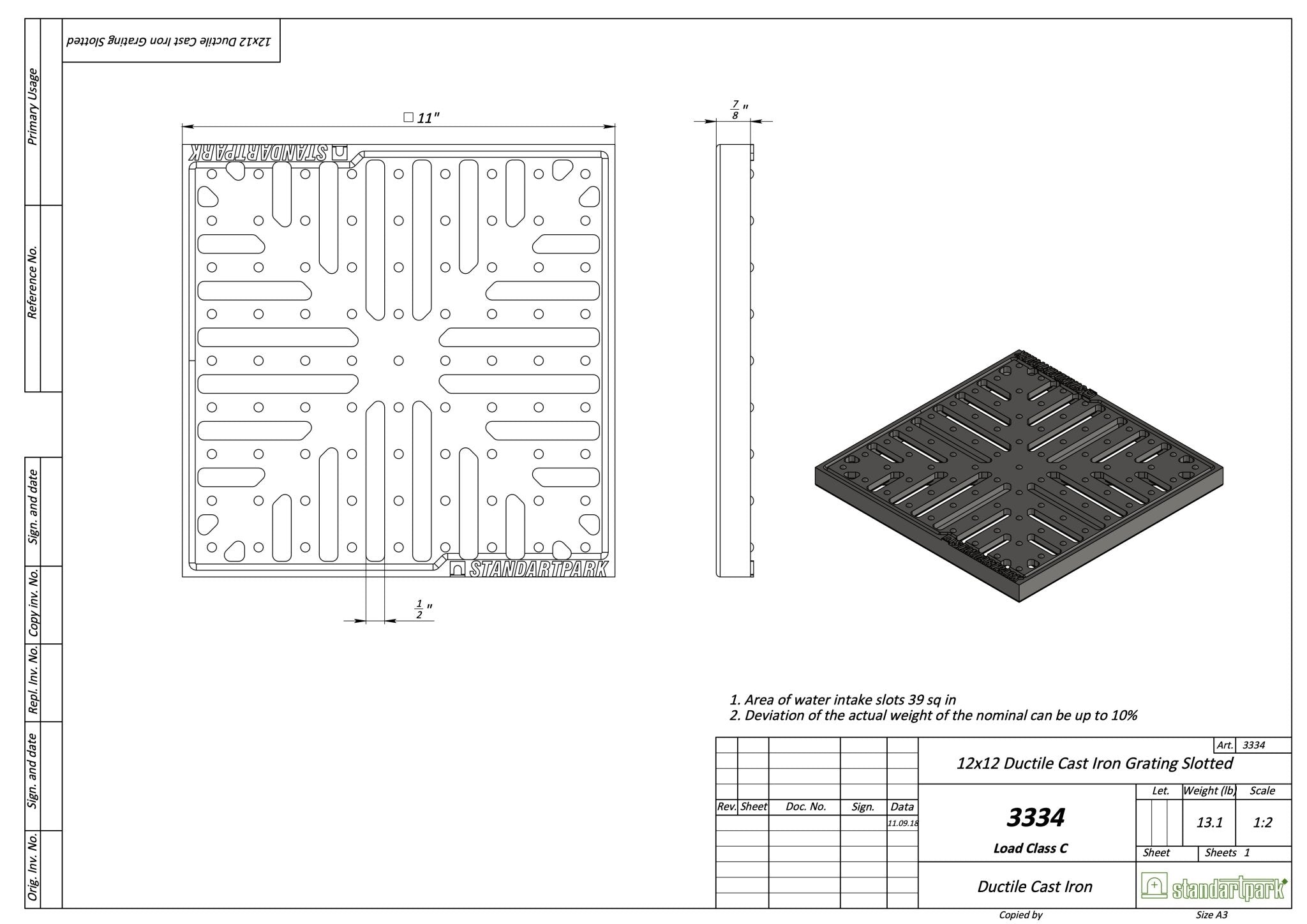 12x12 Ductile Cast Iron Grate