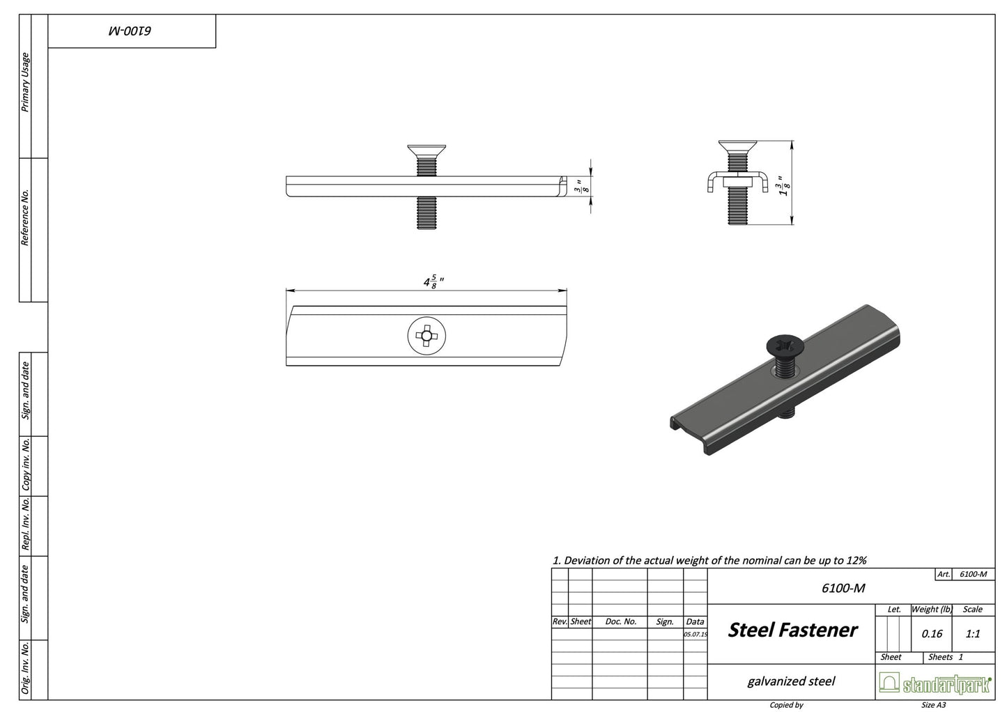 4" Grating Fastener