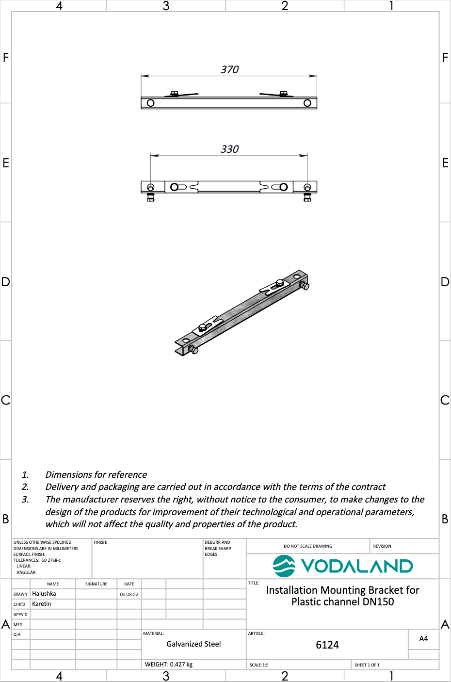 6" Channel Installation Mounting Bracket - Vodaland