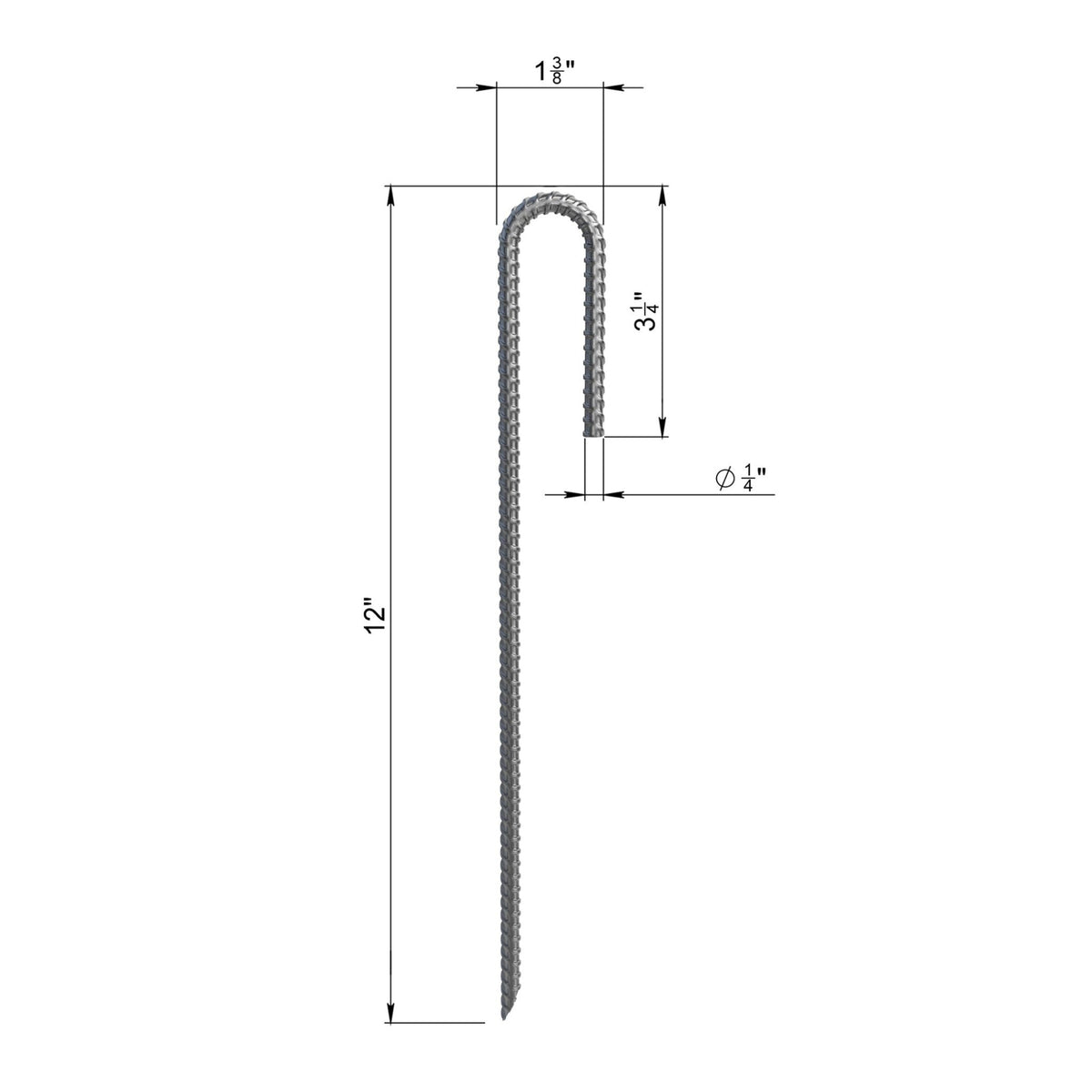 Heavy Duty J Hook Steel Rebar Ground Stake 18in Length 3/8 Diameter