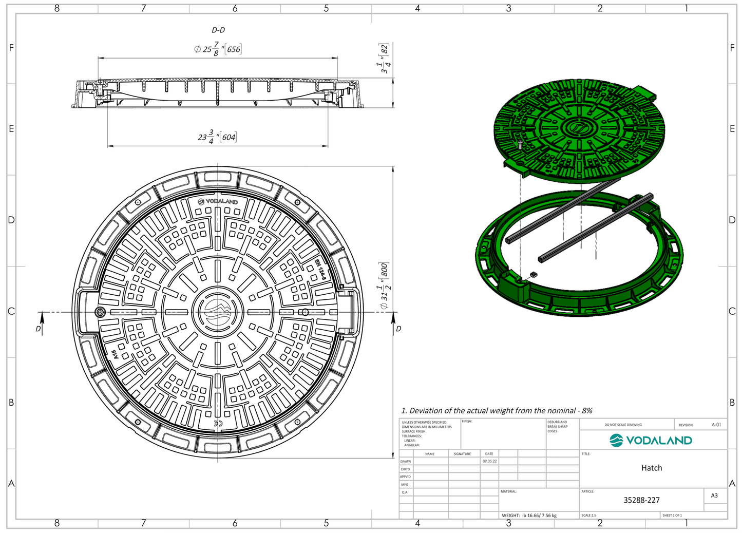 Manhole Cover - Green Logo Design - Vodaland