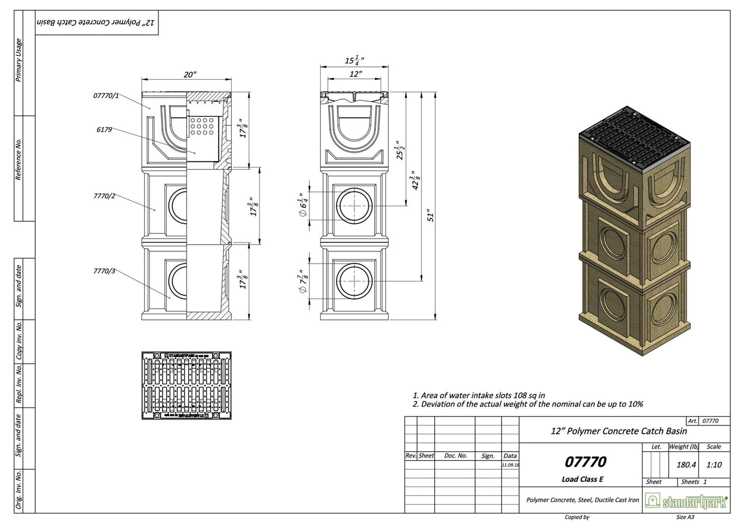 Polymer Concrete Catch Basin 15x20