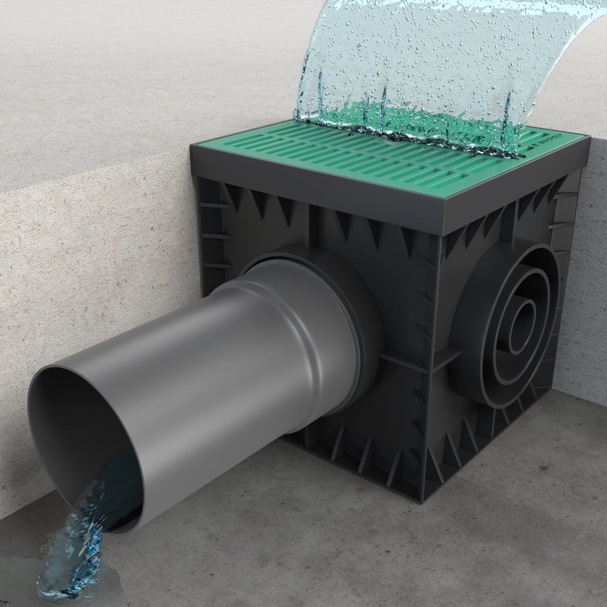 12x12 Catch Basin w/ Green Grating PKG - Vodaland