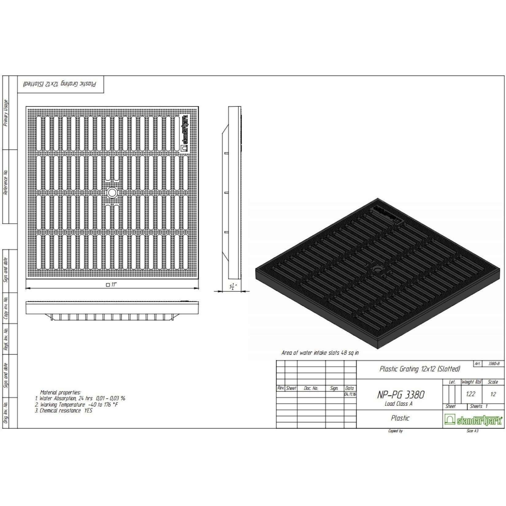 12x12 Plastic Grate Gratings Standartpark 