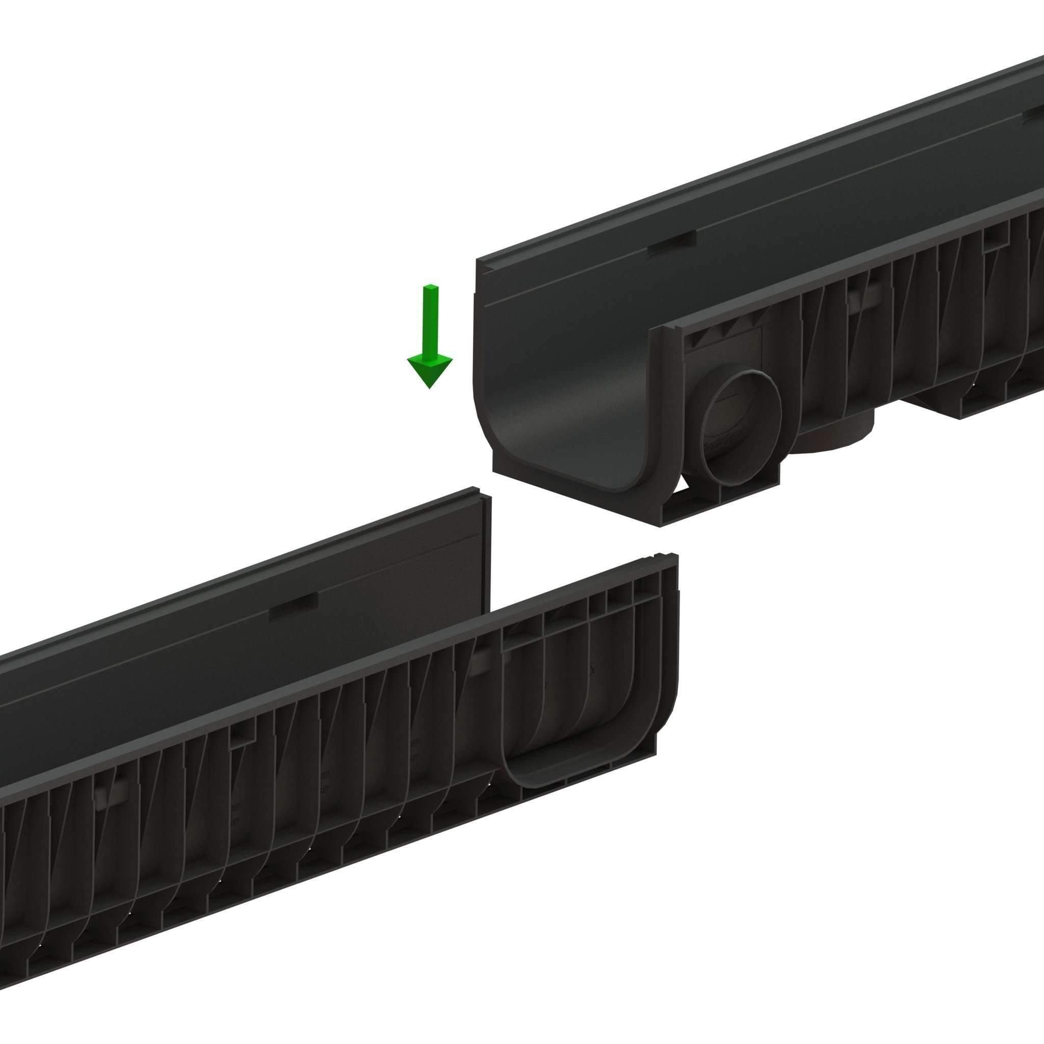 8" Channel - 8" Depth - Galvanized Stamped Steel PKG Trench Drain Standartpark 