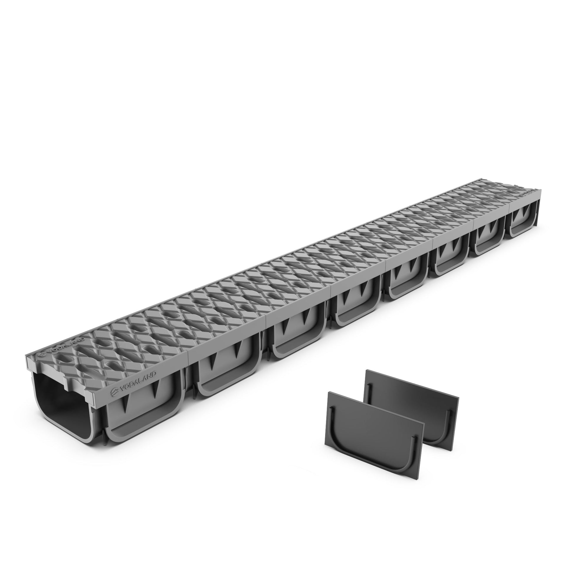Vodaland - 4 inch Trench Drain System with Grate - Gray - Easy 2 (1)