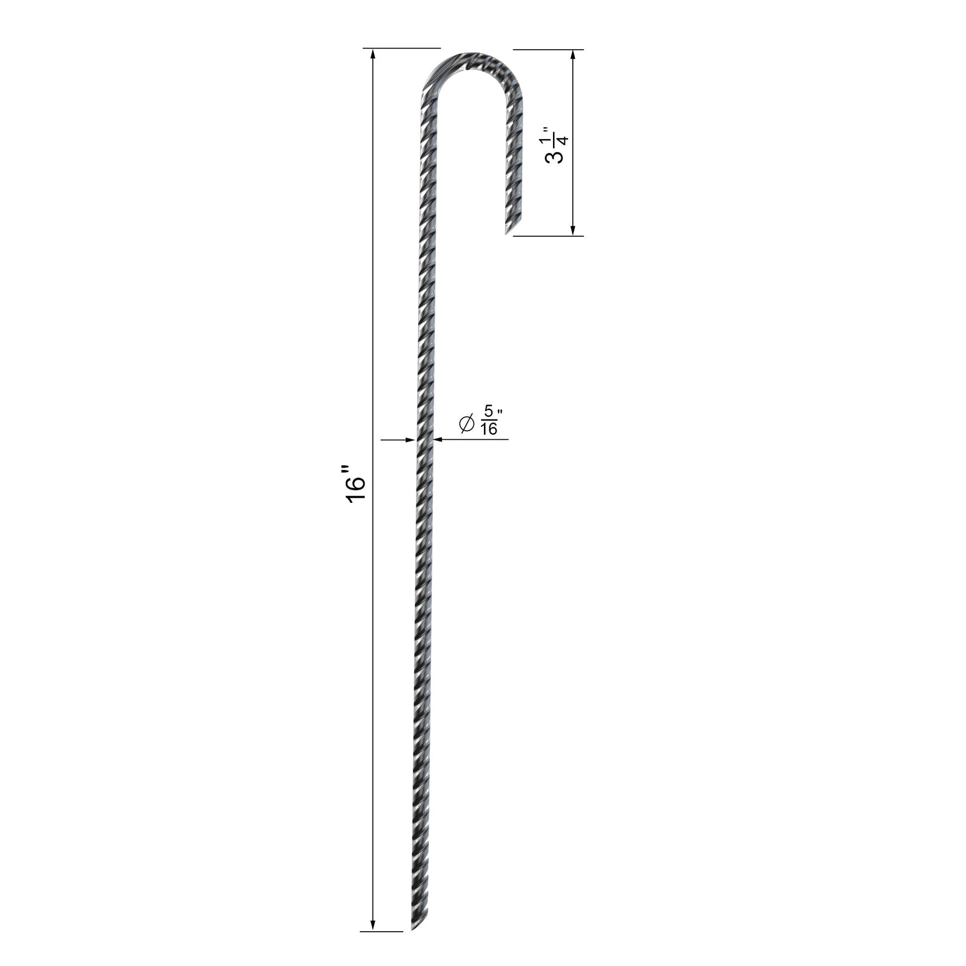  Pinnacle Mercantile 8 Extra Heavy Duty Galvanzied Rebar J Hooks  Ground Anchor Stakes 1/2 inch Round 12 inches : Patio, Lawn & Garden