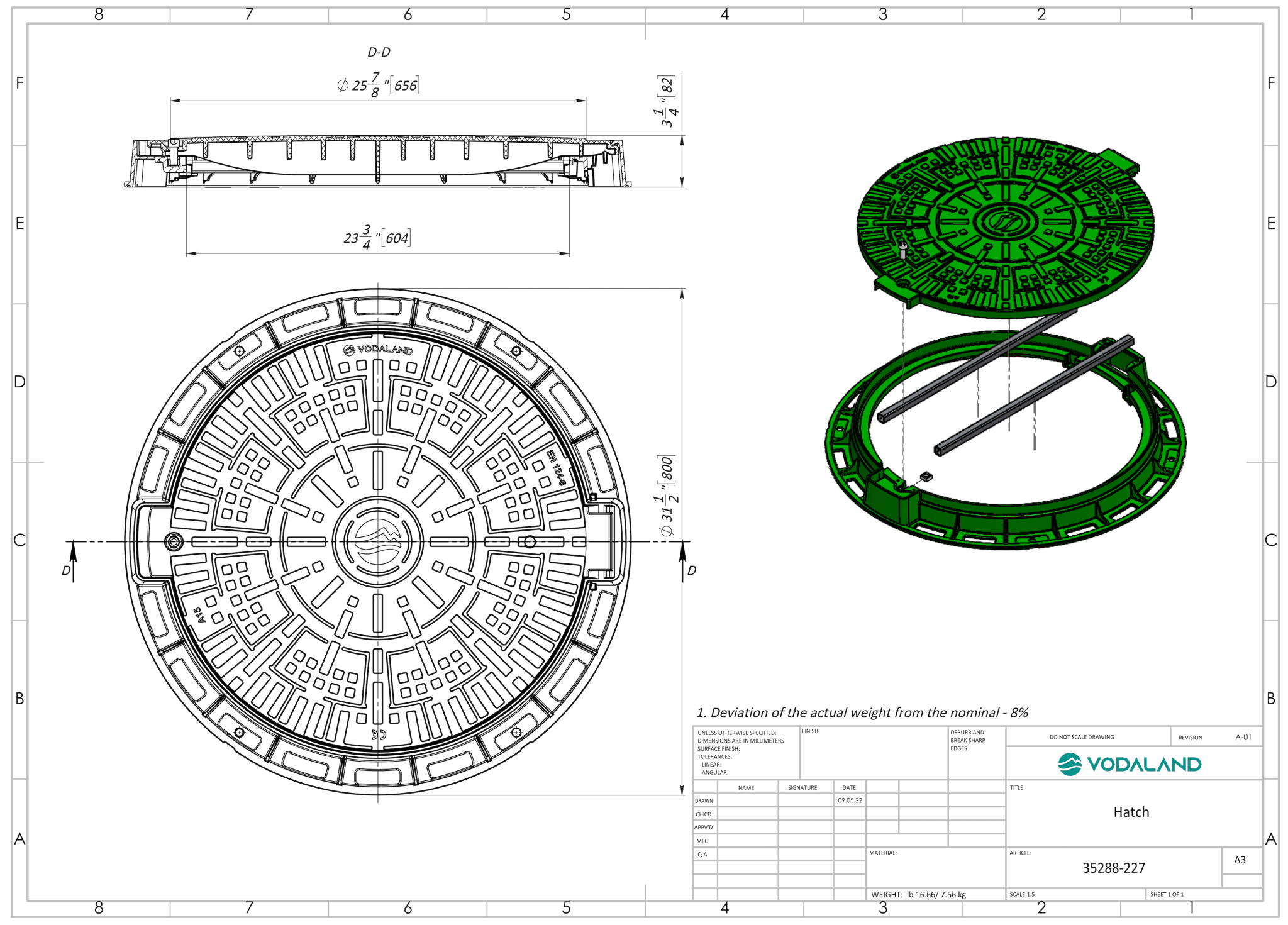 Manhole Cover - Green Logo Design - Vodaland